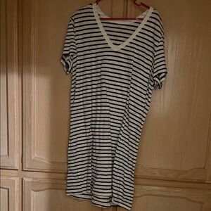 Striped V-Neck T-Shirt Dress
